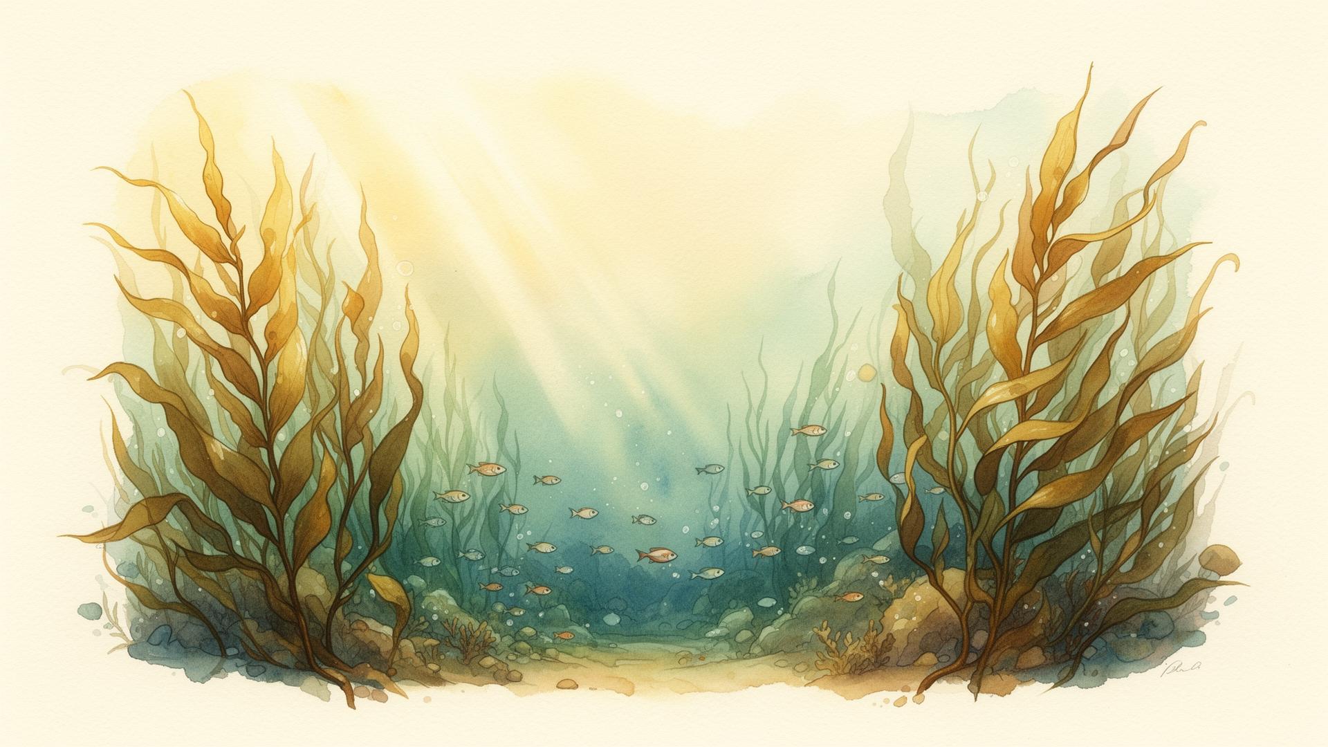 Watercolor kelp forest